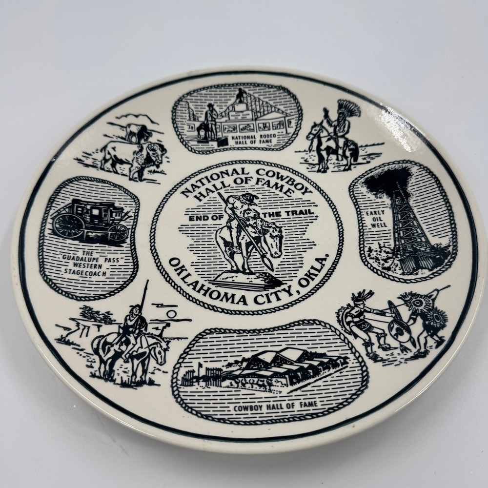 Vintage National Cowboy Hall of Fame Ironstone Plate Oklahoma City Route 66 9in - Picture 2 of 6